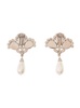 Silver-Colored Clip-On Crystal Earrings With Pendant Pearl In Hypoallergenic Brass Woman