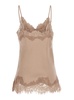 'Coco' Beige Camie Top With Tonal Lace Trim In Silk Woman