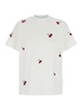 White T-Shirt With All-Over Sequined Cherry Decorations In Cotton Woman