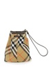 Burberry Check Drawstring Mini Bucket Bag