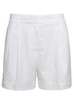 White Bermuda Shorts With Concealed Fastening In Linen Blend Woman