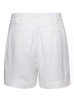 White Bermuda Shorts With Concealed Fastening In Linen Blend Woman