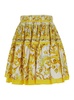 Yellow Round Miniskirt With Majolica Print In Cotton Woman