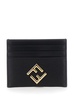 'FF Diamonds' Black Card-Holder with Logo Detail in Leather Woman