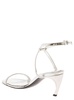 Silver Sandals with Armadillo Heel in Metallic Leather Woman