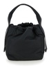 Black Handbag with Drawstring in Fabric Woman