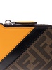 'FF Diagonal' Orange and Brown Zip Around Wallet in Leather and Canvas Man