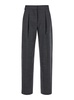 Grey Pants with High Waist and Pences on the Front in Wool Stretch Woman