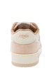 White and Pink Suede Fendi Match Low Top Sneakers in Calf Leather Woman