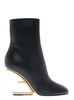 Black Leather Boots with Structured Heel