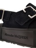 'Mount Slick' Black Close-Toe Sandals with Platform and Logo Engraved in Leather Man