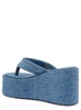 Light Blue Sandals With Wedge And Logo Patch In Denim Woman