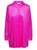 Shirt with All-Over Crystal Embellishment in Fuchsia Satin Woman