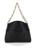 'Voyou Chain Medium' Black Shoulder Bag with Logo Detail in Hammered Leather Woman