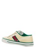 'Tennis 1977' Cream Low Top Sneakers with Web Detail and Green Profiles in Cotton Woman