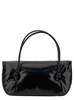 Black Handbag with Embossed Logo in Leather Woman