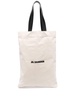 White Tote Bag with Logo Print in Canvas Woman