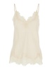 'Coco' White Camie Top with Tonal Lace Trim in Silk Woman