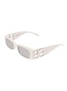 'Dynasty Rectangle' White Rectangular Sunglasses with Silver-Tone Detailing in Acetate Woman