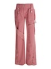 Pink Cargo Trousers with Satin Inserts in Cotton Woman