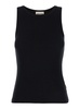 Black Ribbed Tank Top with U Neckline in Cotton and Modal Blend Woman