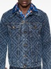 Blue Jacket with All-Over Monogram in Denim Man