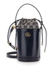 Mini Black Bucket Bag with Double G Dark Blue in Leather Woman