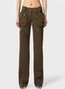 Cargo Trousers With Satin Inserts Military Green In Cotton Woman