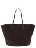 Brown Tote Bag With Monile Embellishment In Cotton Rafia Woman