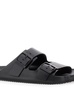 'Sunday' Black Sandals with Engraved Logo in Leather Woman