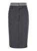 'Alceste' Grey Midi Skirt with Belt Loops in Wool Woman