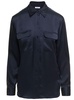 'Signature' Navy Blue Long Sleeves Shirt in Silk Woman Equipment