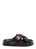 Criss Cross Strap Sandals with Logo in Black Leather Man