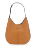 Brown Hobo Bag with Contrasting Edges in Leather Woman