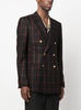 Black Double-Breasted Jacket with Check Motif in Wool Man