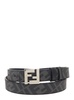 'FF Squared' Black Reversible Belt in Leather and Canvas Man