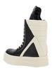 'mega Geo-basket' White And Black High-top Sneakers With Contrasting Details In Leather Man