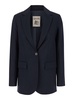 Blue Single-Breasted Jacket with Notched Revers in Wool Blend Woman