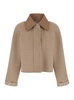 Beige Reversible Jacket with Classic Collar in Wool Blend Woman