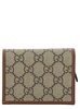 'Gucci Horsebit 1955' Beige and Ebony Card-Holder with Horsebit Detail in GG Supreme Canvas Woman