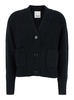 Black Cardigan with V Neck in Wool and Cashmere Woman