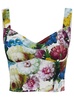 Multicolor Corset Top With Floreal Print In Cotton Blend Woman