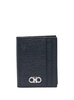 Blue Cardholder with Silver-tone Gancini Logo in Calf Leather Man