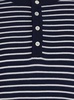 Blue Crewneck T-Shirt with All-Over Striped Motif in Cotton Man