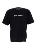 Black T-shirt with Palm Angels Logo in Cotton Man