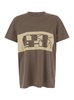 Brown T-Shirt with Contrasting Logo Print in Cotton Man