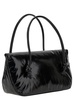 Black Handbag with Embossed Logo in Leather Woman