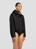 Black Crop Padded Jacket with Drawstring in Polyamide and Silk Woman