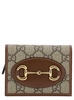 'Gucci Horsebit 1955' Beige and Ebony Card-Holder with Horsebit Detail in GG Supreme Canvas Woman