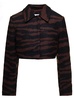 Brown Cropped Jacket with Zebra Motif in Wool Woman